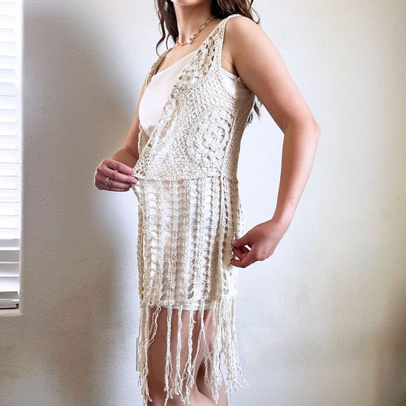 Boho Ivory Crochet Hippy Vest - Picture 7 of 8